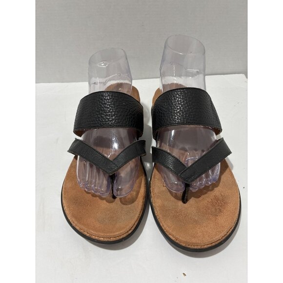 Vionic Womesn Marvina slide sandal with black leather straps and a cork sole sz - Picture 2 of 6